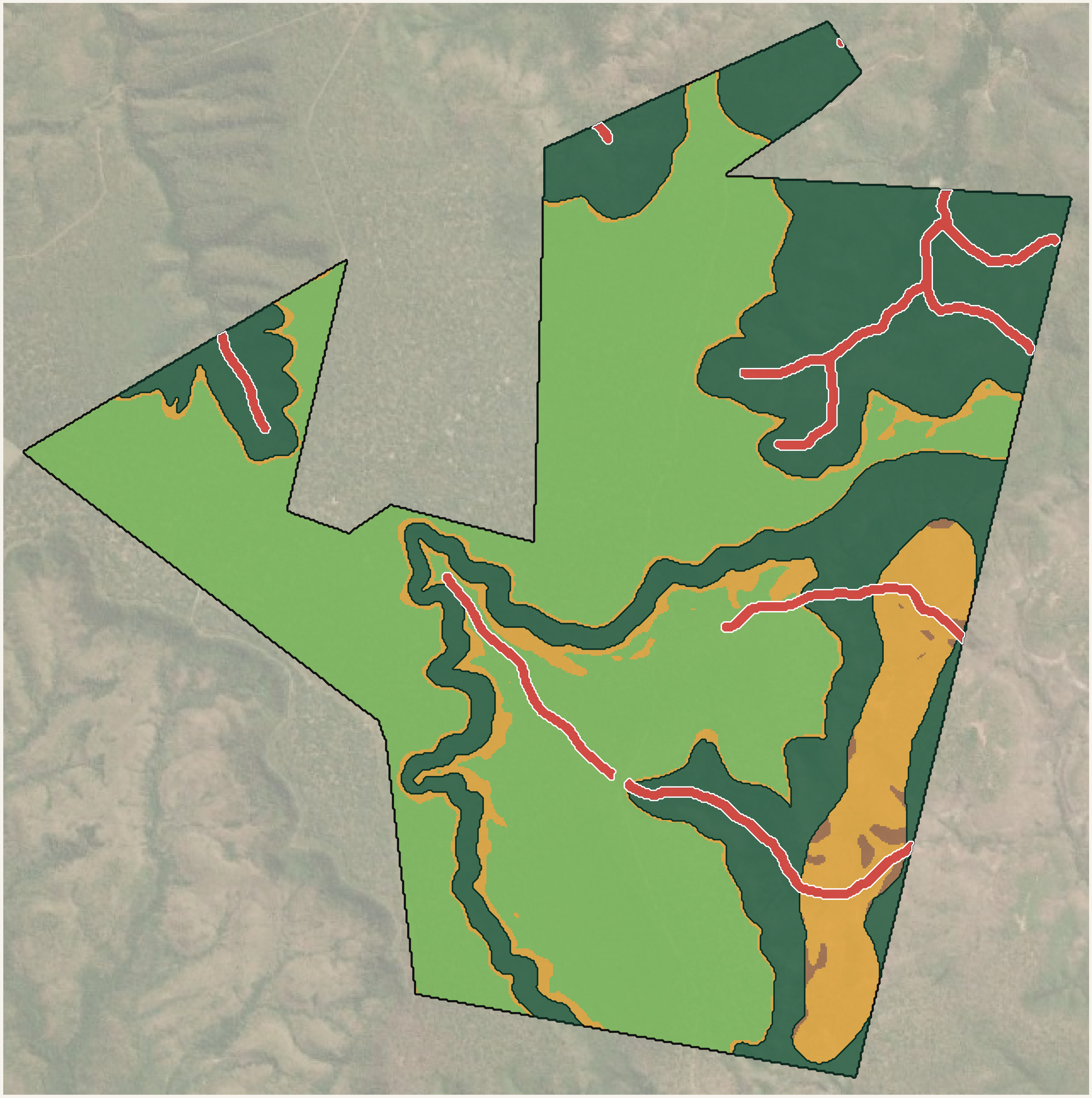 Mapa de uso territorial com agricultura, Reserva Legal e APP
